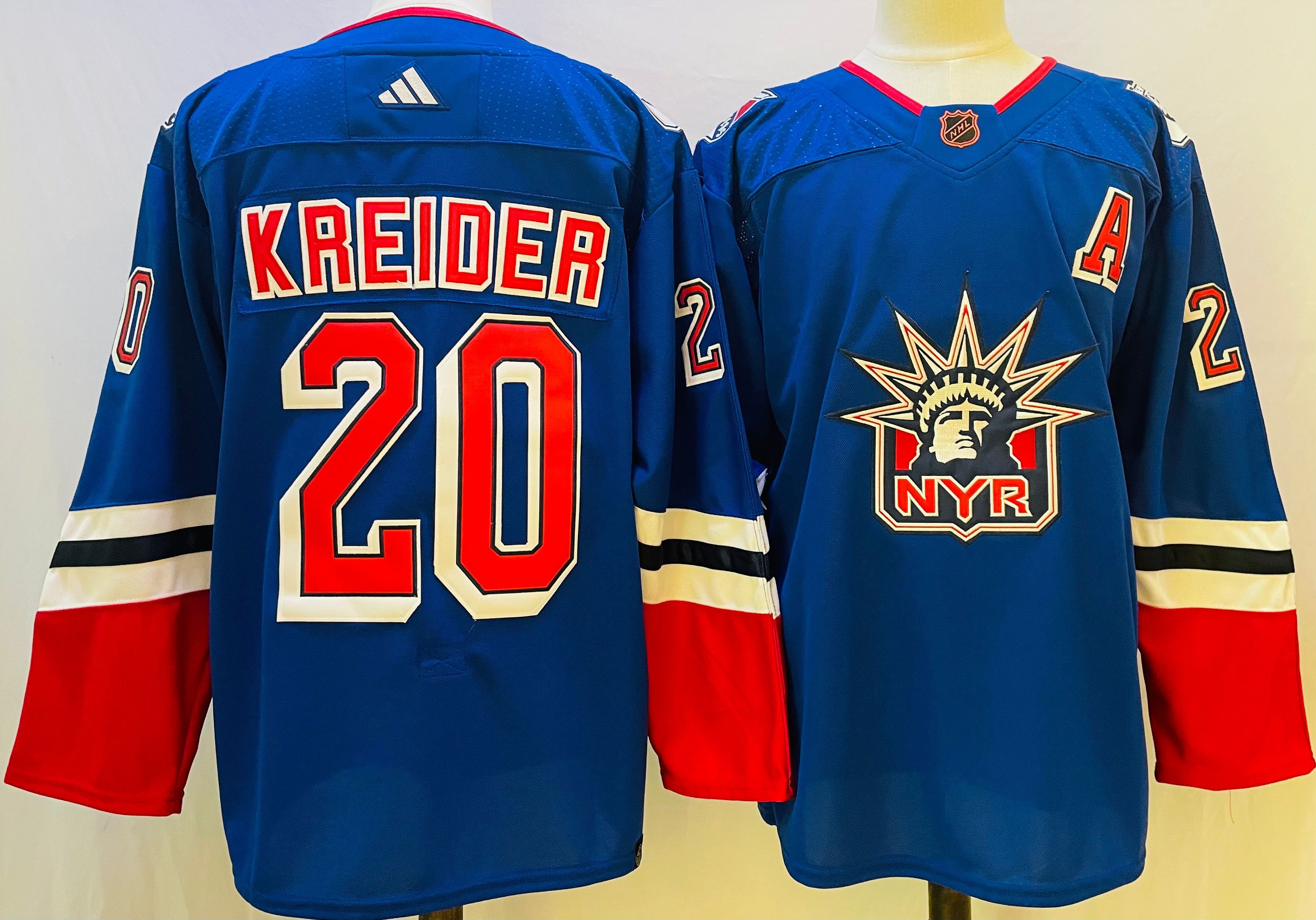 Men New York Rangers 20 Kreider Blue Throwback 2022 Adidas NHL Jerseys